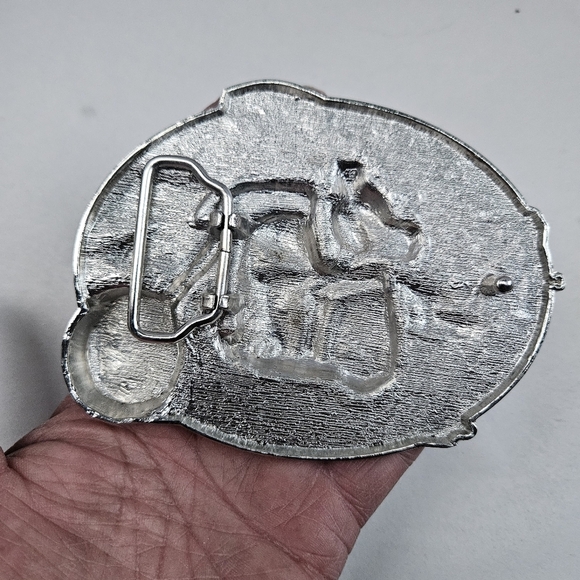 Unisex "Live To Ride - Ride To Live" Skelton Riding Motorcycle Belt Buckle - Picture 4 of 6